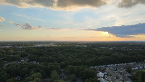 Aerial-footage-of-a-sunset-in-Clarksville,-Tennessee