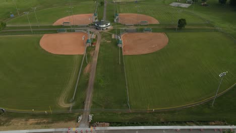A-flyover-over-a-baseball-field-complex-in-Clarksville,-Tennessee