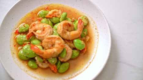 Stir-Fried-Twisted-Cluster-Bean-with-Shrimp---Thai-food-style