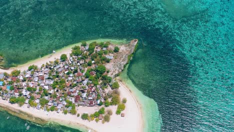Bird's-Eye-View-Of-Tropical-Island-Village-And-Ocean-Reef-In-Boracay,-Philippines