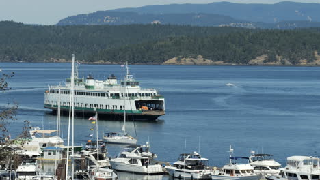Washington-Passenger-and-Car-Ferry-Sailing-Past-Marina-with-Sailboats