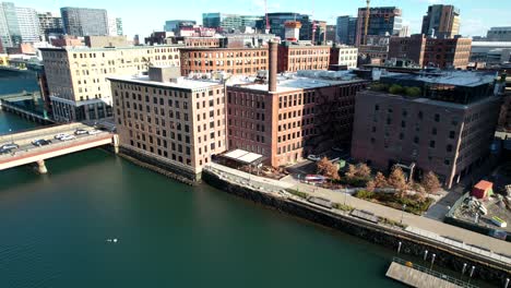 The-famous-South-Boston-Seaport-District-in-Massachusetts---ascending-aerial-view