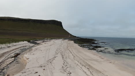 White-sand-beach-and-mountain-landscape,-Westfjords,-Iceland