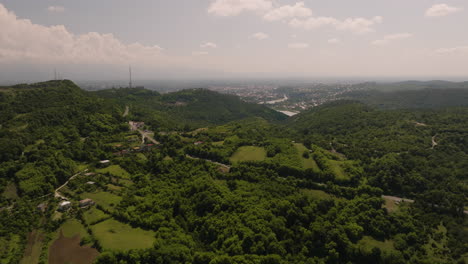 Forested-Hilly-Landscape-From-Above-In-The-Outskirts-Of-Kutaisi-In-Imereti,-Georgia