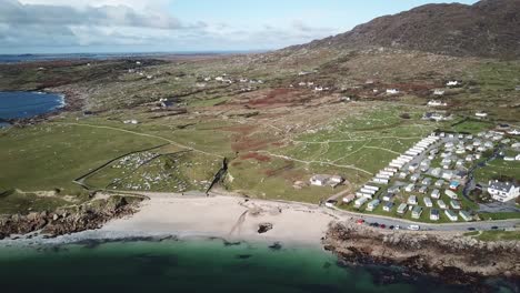 aerial-panoramic-view-of-atlantic-seashore-in-connemara,-ireland
