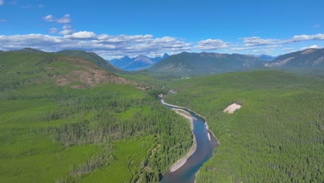 Vista-Panorámica-Del-Río-Flathead-Cerca-Del-Parque-Nacional-De-Los-Glaciares-En-Montana,-Estados-Unidos