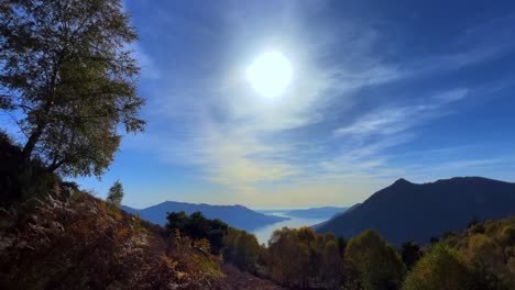 Beautiful-panoramic-viewpoint-of-Lake-Maggiore-seen-from-Monte-Carza-mountain,-zoom-in