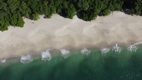 Aerial-view-of-a-white-sandy-beach-with-crystal-clear-waters-in-Costa-Rica,-Conchal-beach