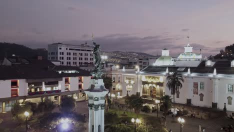Aerial-shot-of-the-central-square-of-Quito