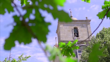 Cathedral-in-Castelo-Branco,-Camera-Movement-Reveal-the-tower-of-Cathedral-in-Castelo-Branco