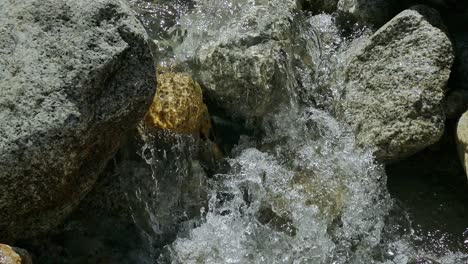 Small-waterfalls-formed-from-water-coming-from-glaciers-of-Gangotri-region---forming-part-of-river-Ganges-in-India