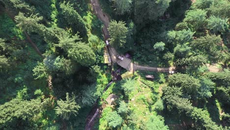 Aerial-footage-of-jana-waterfall-near-manali-,-himachal-pradesh