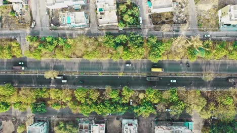 Aerial-UHD-drone-footage-of-a-road-in-urban-city-of-India-"Indore"-which-is-also-India's-cleanest-city-