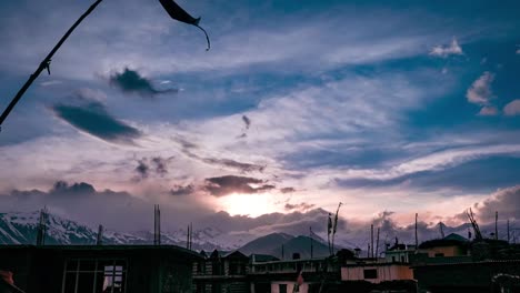 HD-Timelase-of-sunset-from-a-village-"NAKO''-high-up-in-Himalayas-in-Spiti-valley,-Himachal-Pradesh