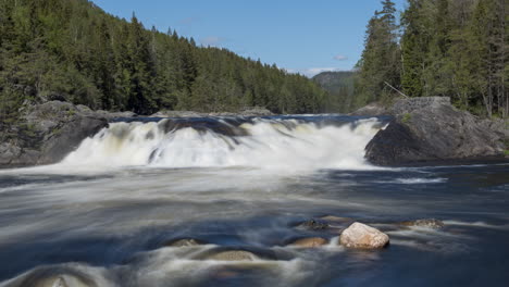 Time-lapse-of-Teinefossen-waterfall-landscape-on-Tovdal-River-in-South-Norway