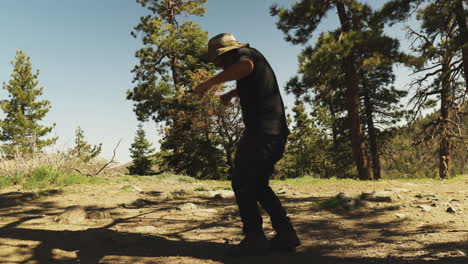 Camper-dancing-Country-dance-in-the-California-forest