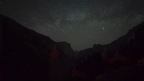Lapso-De-Tiempo-De-La-Vía-Láctea-Sobre-El-Valle-De-Yosemite