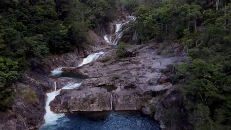 Aerial-Over-Swimming-Hole-At-Clamshell-Falls-In-Cairns