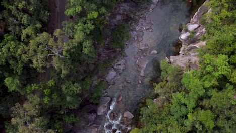 Aerial-Top-Down-View-Along-Behana-Gorge-Surrounded-By-Trees