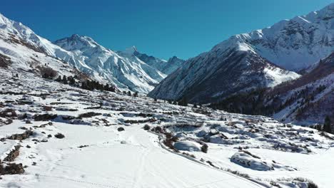 Aerial-view-of-beautiful-landscapes-of-himachal-pradesh-during-winters-|-Incredible-India-|-Chitkul