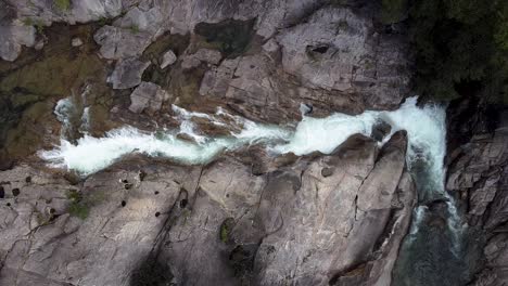 Aerial-Top-Down-View-Of-Creek-Waterfalls-At-Clamshell-Falls