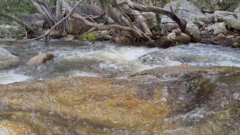 Agua-Fresca-Que-Fluye-Sobre-Las-Rocas-En-Las-Cataratas-De-Emerald-Creek