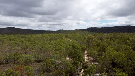 Aerial-Pedestal-Up-Over-Dry-sclerophyll-forests-Near-Emerald-Falls-Creek