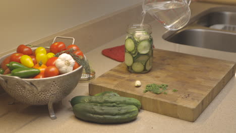 Making-refrigerator-dill-pickles-in-the-kitchen