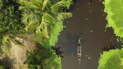 Canoe-in-kerala-backwaters-from-above