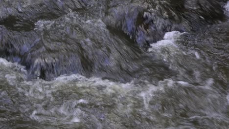 Close-up-of-murky-water-stream-flowing-over-rocks