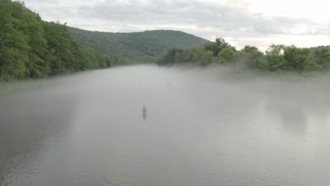 Drone-Fly-By-Footage-of-Fly-Fishing-in-Foggy-weather