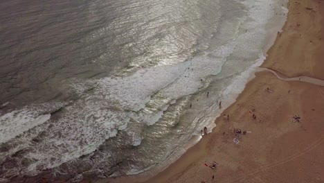 Aerial-shot-of-beach-and-sea-waves-from-Jose-Ignacio,-Uruguay