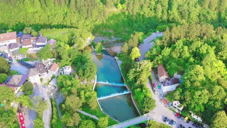 Aerial-Drone-Shot-Overlooking-Provalije-Waterfall,-Osanjici,-Bosnia-and-Herzegovina