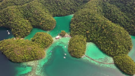 Tropical-Lagoon-on-Philippines-Coastline,-Aerial-View