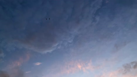 Timelapse-shot-of-moving-golden-clouds-during-beautiful-sunset-in-the-sky