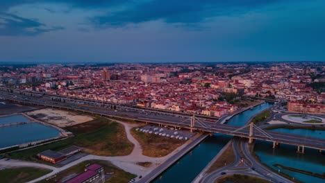 Aerial-Hyperlapse-of-Aveiro-City,-Portugal