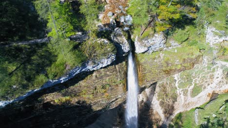 Exploring-vast-Pericnik-waterfalls-Slovenia-aerial-descending