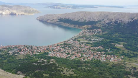 Baska-Town-And-Calm-Ocean-By-The-Krk-Island-In-Croatia-At-Daytime