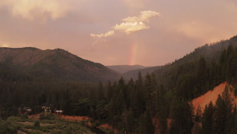 Heavenly-magical-rainbow-light-ray-falling-over-Delamar-California