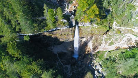 Mighty-Slovenian-Pericnik-waterfalls-aerial-reveal