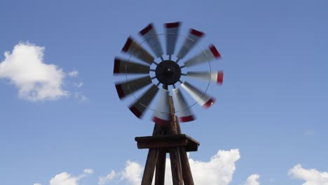 Tilt-up-on-traditional-farm-windmill,-Williams,-Arizona