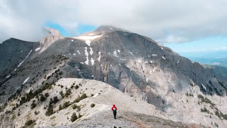 Hiker-Crosses-The-Alpine-Plateau-In-Mount-Olympus-In-Greece---Pan-Wide-Shot