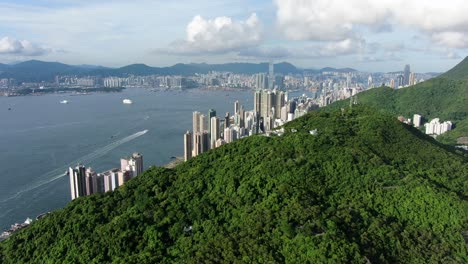 Aerial-view-of-Hong-Kong-waterfront-residential-luxury-skyscrapers-at-Telegraph-bay