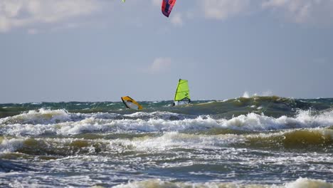 Windsurfer-Jumping-On-Wave.-Baltic-Sea,-Poland
