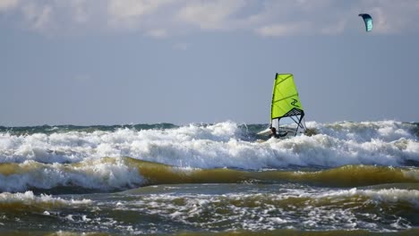 Skilled-Windsurfer-on-Rough-Sea.-Baltic-Sea,-Poland