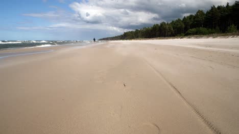Sand-Blowing-on-Beach-of-Baltic-Sea-Coast,-Poland