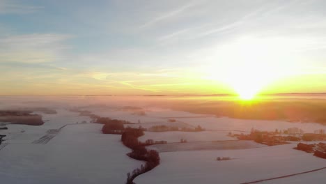 Sunset-in-winter.-Tønsberg,-Norway.-4k-drone-footage