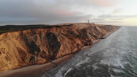 Rubjerg-lighthouse,-Denmark.-4k-drone-footage