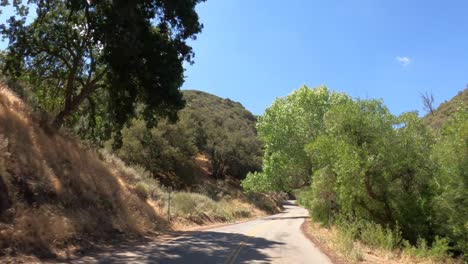 Driving-along-a-tranquil-mountain-road-in-Tehachapi-Mountain-Park-in-California