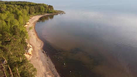 Red-sandstone-cliffs-at-Baltic-sea-coast-Veczemju-klintis-aerial-view